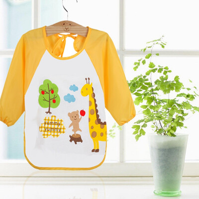

Children Boys Girls Cartoon Baby Bibs Waterproof Toddler Long Sleeve Feeding Eating Bib Burp Cloths