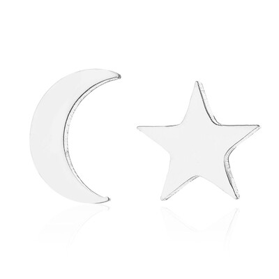 

1 Pair Fashion Irregular Stainless Steel Star Month Stud Earring For Women