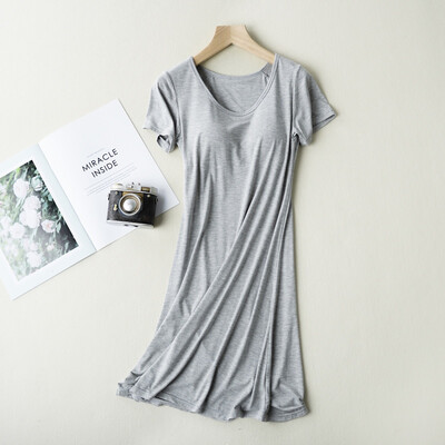 

Women Short Sleeve Nightdress Summer Pajamas Ladies Nightdress With Chest Pad