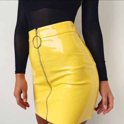 

Women PU Leather Mini Skirt Ladies Short Sexy Bodycon Skirts Dress High Waisted Pencil Skirt Bodycon