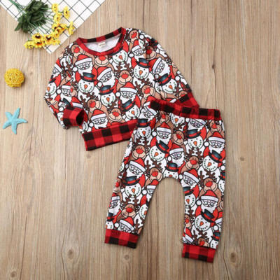 

2PCS Toddler Kid Baby Boy Christmas Clothes T-Shirt TopsLong Pants Outfits Gift