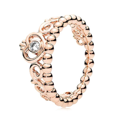 

Hot Sale Retro Style Ring Rose Gold Princess Tiara Royal Crown with Crystal Rings