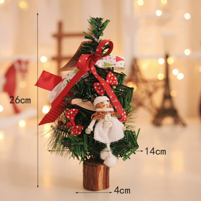 

Tabletop Artificial Christmas Tree With Wood Base Rabbit Bow-Knot Flower Decoration Christmas Tree Ornament For Home Office