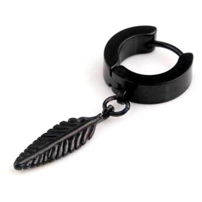 

2Pcs Punk Men Feather Pendant Stainless Steel Hoop Earring Party Jewelry Gift