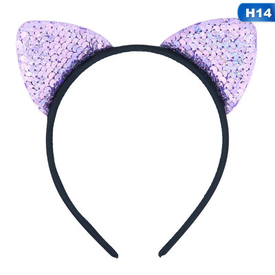 

Fashion Creative Cute Cat Ear Hair Hoop Mermaid Sequin Hairband Kids Hair Hoop