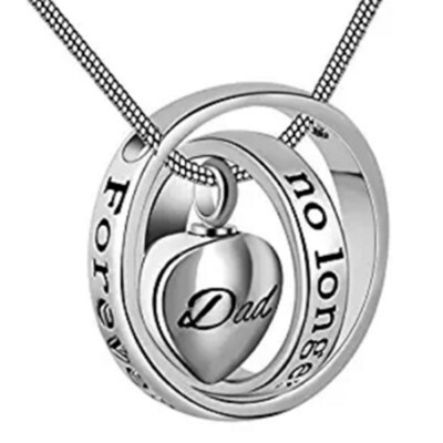 

Stainless Steel Cremation Urn Pendant Mom Dad Letter Print Love Heart Necklace Memory Keepsake Humans Cremation Ashes Pendant