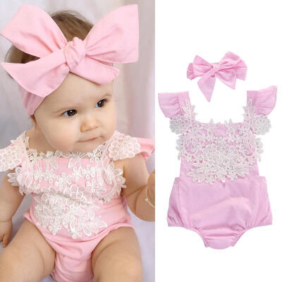 

Newborn Baby Girls Rompers Lace Floral Bodysuit Jumpsuit Outfits Sunsuit Clothes