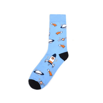 

New Mid Crew colorful Socks Spaceman series cosmic astronaut male personality in the tube cotton socks men sox