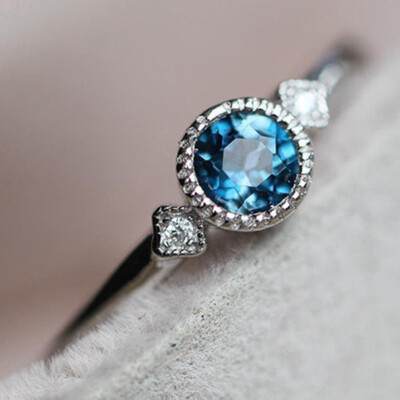 

Vogue Exquisite Concise 925 Sterling Silver Color Ice Blue Sapphire Rings Daily Use Ring Jewelry Gifts for Women