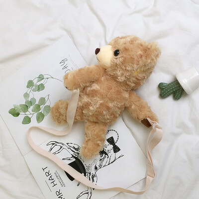 

2019 new childrens fun cute little bear hairy girl bag tide Korean version of the fashion wild cartoon shoulder Messenger bag