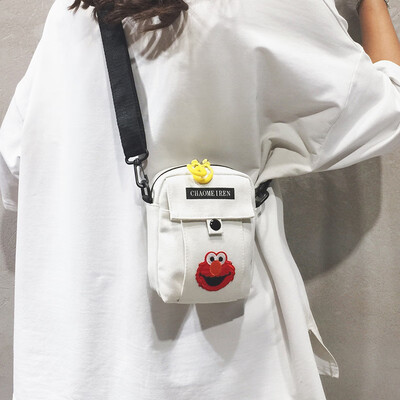 

Canvas small bag handbags new 2019 cute cartoon cloth bag casual simple girl shoulder Messenger bag tide