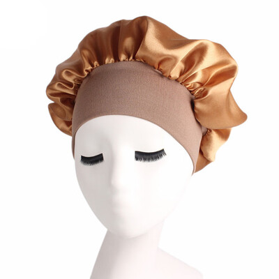 

SUNSIOM Women Satin Bonnet Cap Night Sleep Hair Protect Head Cover Wide Band Adjust Hats