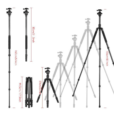 

Andoer 64inch Lightweight Travel Carbon Fiber Tripod Monopod with Ball Head Carry Bag for Digital DSLR Video Camera Camcorder