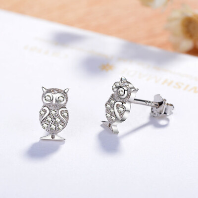 

Simple Owl Rhinestone Stud Earrings for Women New Fashion Jewelry Crystal Earrings Female Cute Earring Wholesale Brincos