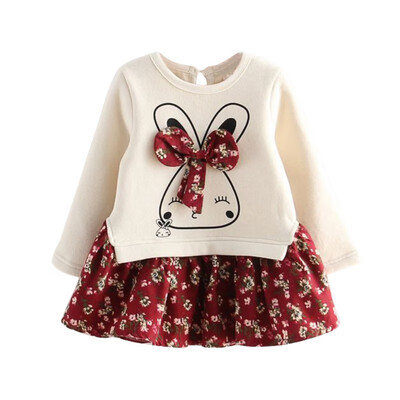 

2-7T 2018 High Quality New-arrival Fashion Girls Floral Dress Children Long-sleeved Casual Dress Baby Outfits