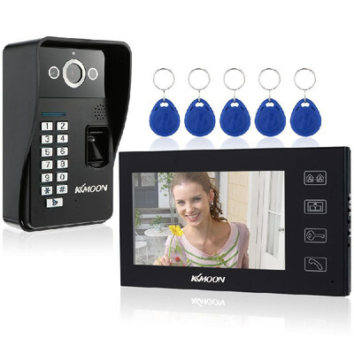

KKmoon 7 LCD Color Video Door Phone Intercom Doorbell Touch Button ID CardsCodeFingerprint Unlock Monitor Night Vision Rainpr