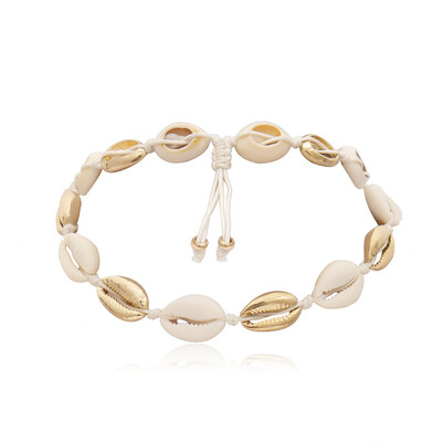 

Fashion White Rope Chain Natural Seashell Choker Necklace Collar Necklace Gold Shell Choker Necklaces for Summer Beach Gifts