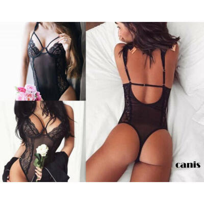 

Fashion Women Black Sexy Lingerie Babydoll G-String Thong Nightwear Jumpsuits