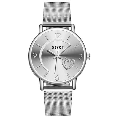 

RM Womens Casual Stainless Steel Mesh Belt Watch Simple Dial Quartz Watch