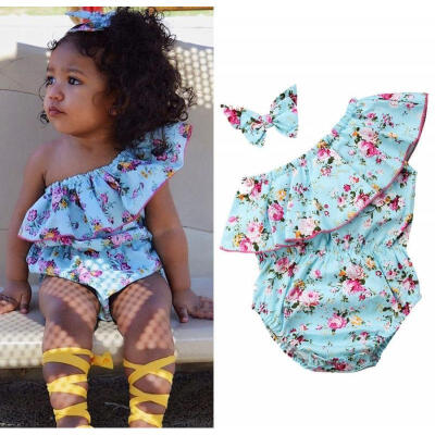 

2018 new fashion Summer Newborn Baby Girls Floral Bodysuit Romper Jumpsuit Sunsuit Outfits Set