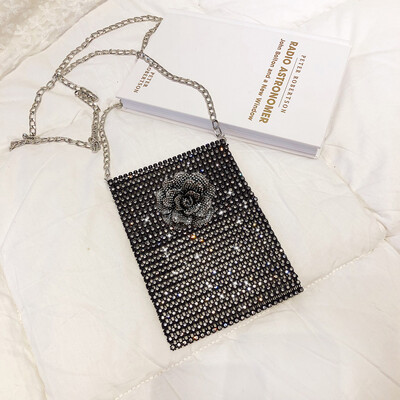 

Tailored Fashion Women Flower Diamonds Crossbody Bag Chain Phone Bag Shoulder Bag