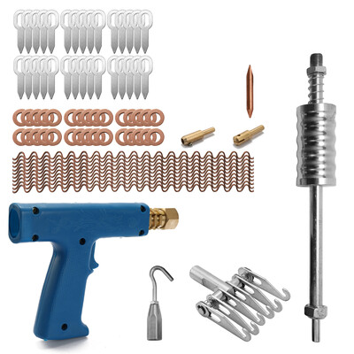 

77pcs Stud Welder Dent Repairing Kit Pulling Claw Shrinking Welder Machine Slide Hammer Puller Straight Rull Rings Round Washers