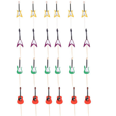 

24pcs Childrens Birthday Party Guitar Cake Dessert Decoration Insert Cards