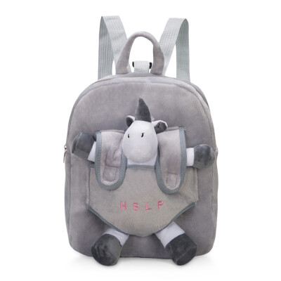 

J842 School Bag Kindergarten Preschool Plush Soft Zipper Leash Adjustable Strap Backpack Kids