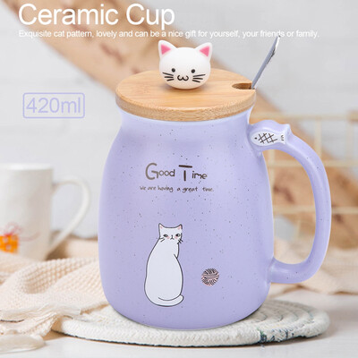 

Ceramic Cup1Pc Lovely Cat Ceramic Cup with Spoon&Lid Coffee Water Milk Mug for Drinkware GiftCat MugCoffee Mug