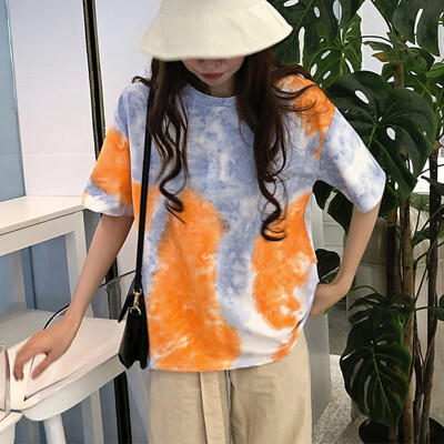 

Summer Cartoon Lovely Girls Printed Women T-shirt Solid Oversize Korean Style O-Neck Tops Female T shirt