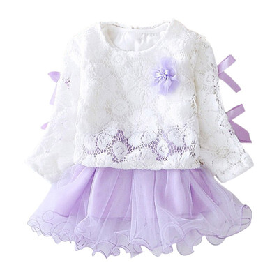 

Newborn Girls Dress Spring Autumn Childrens Long-sleeved Hollow Fashion Princess Dress Baby Girls Clothing 3-24M