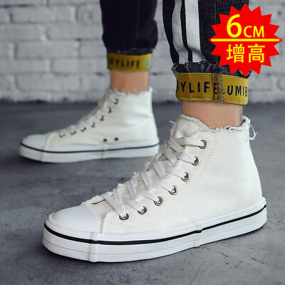 

Mens Shoes Autumn Korean Edition Fashion High-Up Canvas Board Shoes Leisure Baitie Cloth Shoes Black Tide Shoes