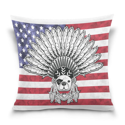 

ALAZA Thanksgiving Throw Pillow Cover 16 X 16 inch Cushion Cover with Bulldog Printed Pillowcase