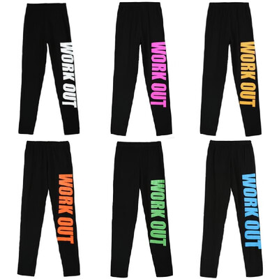 

Sexy Women Slim Leggings Letter Print Elastic Waist Sport Yoga Casual Fitness Skinny Pencil Pants Trousers