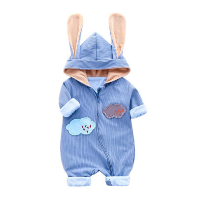 

Spring Baby Rompers Cute Cloud Embroidery Fleece Zipper Jumpsuit Outfits