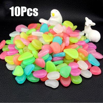 

10pcs Glow in the Dark Garden Pebbles for Walkways Aquarium Decor Plants Luminous Stones