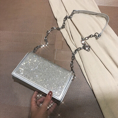 

Shiny Diamond Female Flap Square Bag 2019 Summer New Quality PU Leather Womens Designer Handbag Chain Shoulder Messenger Bags