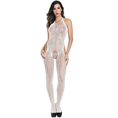 

Toponeto Women Open Crotch Bodystockings Perspective Halter Underwear Pajama