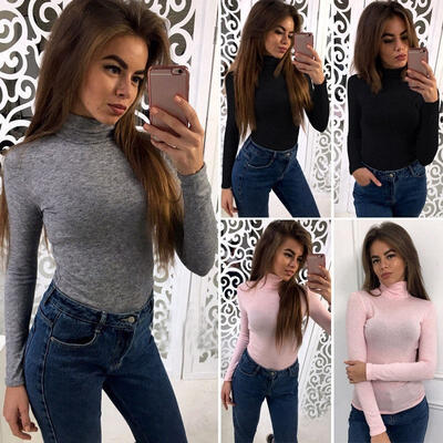 

Fashion Women&acutes Long Sleeve Slim Fit Bodycon Tunic Casual Blouse Shirt Tops