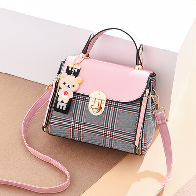 

Female bag female spring&summer new stitching plaid crossbody bag small square bag shoulder fairy bag