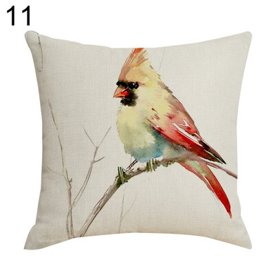 

Linen Bird Branch Print Square Pillow Case Cushion Cover Home Sofa Car Bed Decor