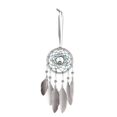 

Simple Feathers Beads Dream Catcher Pure Handmade Wall Hanging Net Pendant