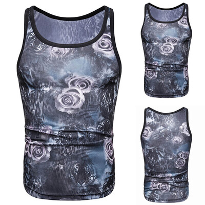 

Toponeto Mens Summer Casual Slim Printed Sleeveless Tank Top T Shirt Top Blouse