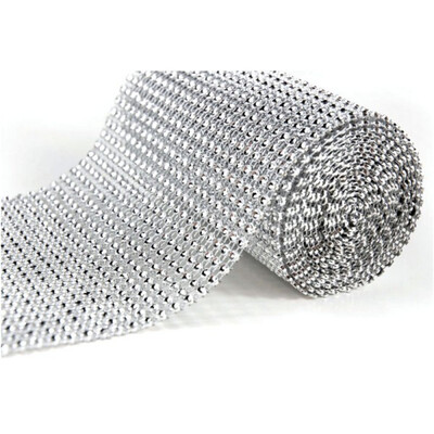 

475inch x 1 yard Wedding Party Home Table Decor Rhinestone Crystal Silver Diamond Mesh Wrap Bridal Birthday Party DecorS