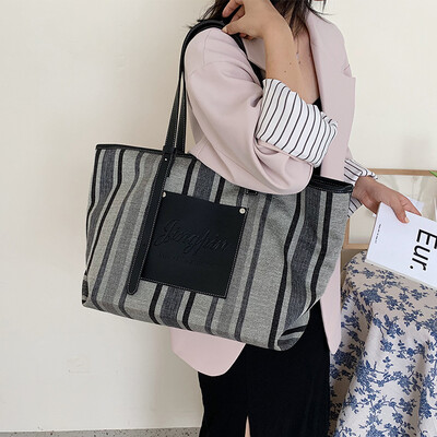 

Fashion single shoulder bag female 2019 new casual shopping bag simple large capacity portable tote canvas bag