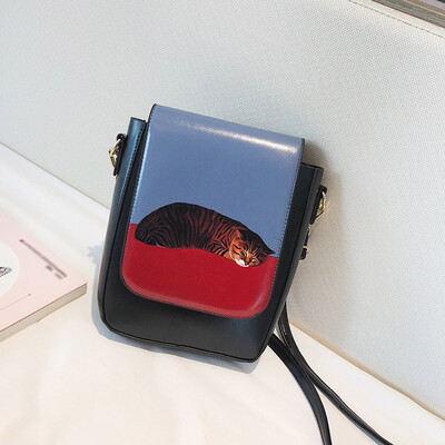

Tailored Fashion Lady Retro Character Cat Pattern Wild Shoulder Bag Messenger Bag