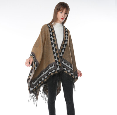 

European&American ladies triangle art fan youth fashion autumn&winter thickening super long increase warm shawl Amazon