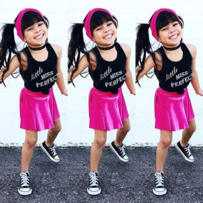 

2pcs Toddler Kids Baby Girls T-shirt TopsVelvet Skirt Dress Clothes Outfits Set