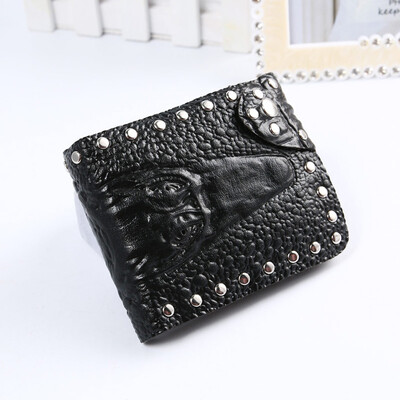 

Tailored Crocodile Short Mens Wallet Dark Crossover Wallet Multi-Function Card Pack