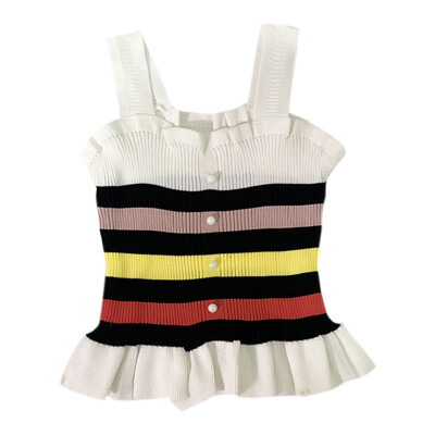 

Women Summer Fashion Concise Sweet Color-blocked All-match Slim Fit Camisole Top
